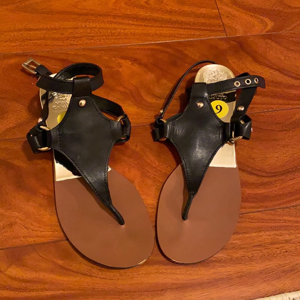 Vince Camuto, black strap Sandler, size 9